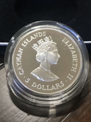 Cayman Islands $5 - 1988 Silver Proof Coin (. 925) Seoul Olympics - 20,  000 Issued
