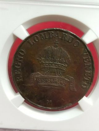 1849 - M Italy 10 Cent Lombardy - Venetia NGC XF Details 2
