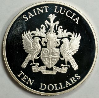 St Lucia 1982 Silver Proof 10$ Battle Of Saints Commemorative