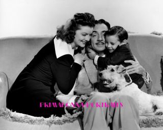 Myrna Loy,  William Powell,  & Asta The Dog 8x10 Lab Photo 1941 " Thin Man " Family