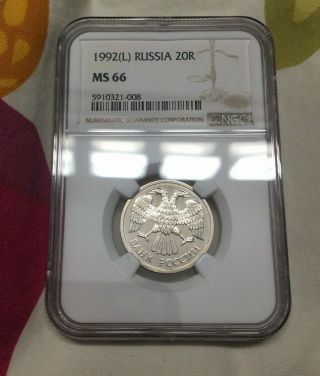 Russia 1992 20 Roubles Ngc Ms 66 Slabbed Coin