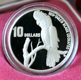 AUSTRALIA 10 Dollars 1997 Silver Proof ' Red - tailed Black Cockatoo ' Box/Coa 2