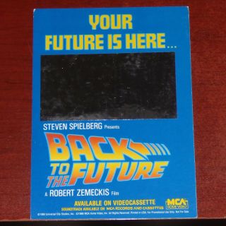Back To The Future Orig 1980s Vhs Home Video Backing Card Mirror Michael J Fox