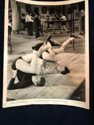 Vintage Movie Still Black & White Photo Boxing Handsome Men On Mat Legs In Air