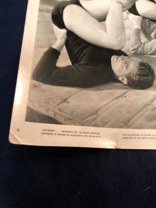 Vintage Movie Still Black & White Photo Boxing Handsome Men On Mat Legs In Air 2