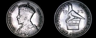 1932 Southern Rhodesia 1 Shilling World Silver Coin - British Admin