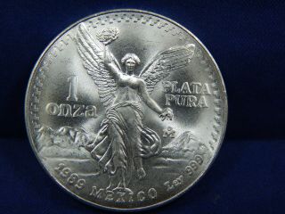1989 Mo 1 Oz Bu Silver Onza Libertad Mexico Bright White Unc