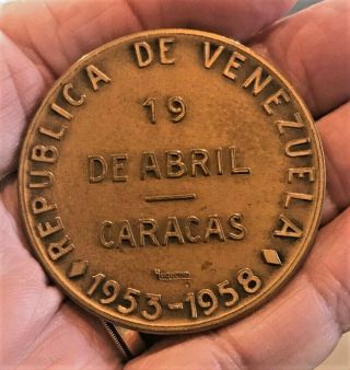 VENEZUELA MARCOS PEREZ JIMENEZ MEDAL 1953 - 1958 BY HUGUENIN 3