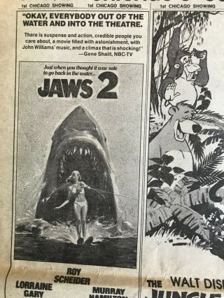 1978 Jaws 2 Chicago Sun - Times Newspaper Ad - 4 Pages