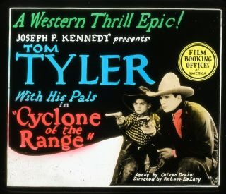 1927 " Cyclone Of The Range " Movie Theater Promotional Glass Slide