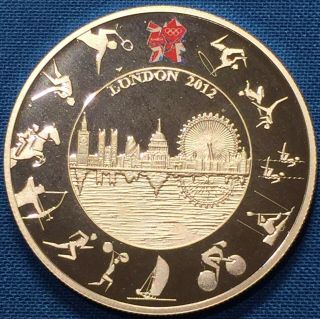 Great Britain 5£ Silver Proof 2012 London Olympics Scenery Tames Mirror Image