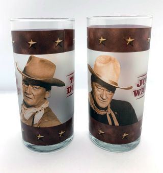Two (2) Vintage John Wayne " The Duke " Drinking Glass Tumblers By Vandor