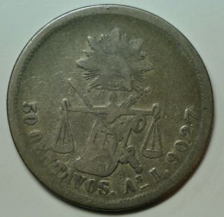 Mw15912 Mexico; Silver 50 Centavos 1876 As L Alamos Km 407