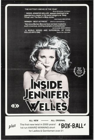 1977 Inside Jennifer Welles Movie Film Poster Xxx Adult 25 X 38