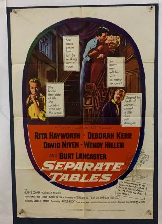 Separate Tables Movie Poster (vg -) One Sheet 1958 Rita Hayworth 5004