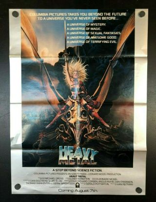 Vintage 1981 Heavy Metal 18 X 24 Fold Out Movie Poster