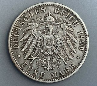German States Bavaria 5 Mark 1899 D Km 915 Vf