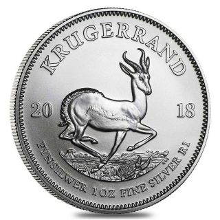 2018 1 Oz South African Silver Krugerrand Coin Bu In Capsule