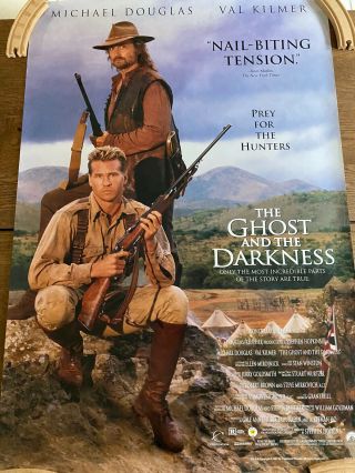 The Ghost And The Darkness Movie Poster Michael Douglas Val Kilmer 27x40 1 Side
