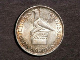 Southern Rhodesia 1937 1 Shilling Silver Unc - Toning