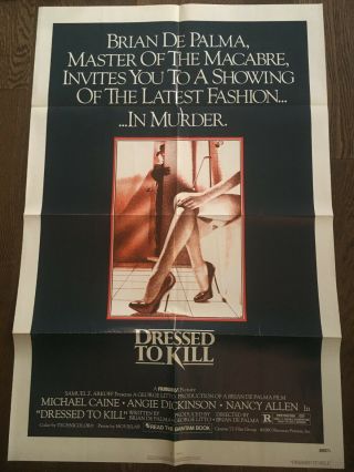 Dressed To Kill One - Sheet Poster 1980 Brian De Palma Exc