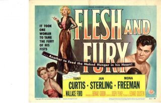Flesh & Fury 1952 Release Title Lobby Card Boxing Tony Curtis