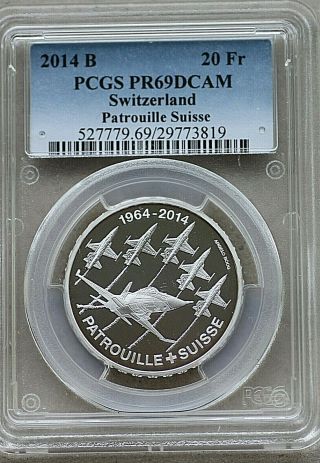 2014 - B Switzerland,  20 Francs,  Silver,  Pcgs Pr69dcam,  Patrouille Suisse,  Proof