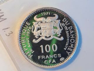 Dahomey (benin) 100 Francs Silver Proof