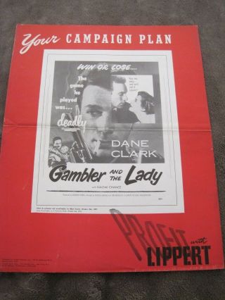 Very Rare 1952 6 Page Pressbook Gambler And The Lady Dane Clark