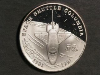 Marshall Islands 1991 $50 Space Shuttle Columbia Silver Crown Proof