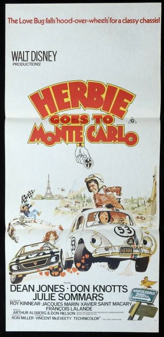 Herbie Goes To Monte Carlo Daybill Movie Poster Vq Beetle Volkswagen