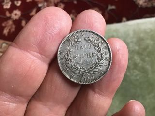Queen Victoria East India Company Half Rupee Coin 1840 Die Crack Fault Error