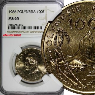 French Polynesia 1986 100 Francs Ngc Ms65 Top Graded By Ngc Km 14 (012)
