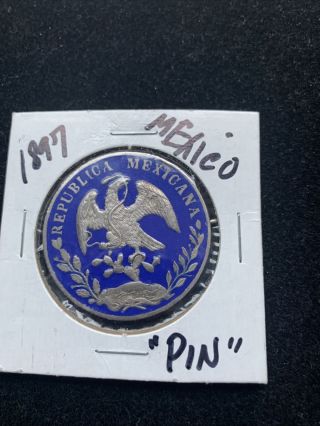 Mexico Un Peso Silver Libertad - Enamaled Pin Brooch