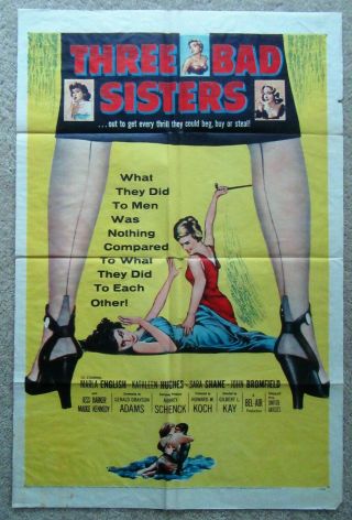 Three Bad Sisters 1955 1sht Movie Poster Fld Marla English Vg