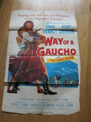 Way Of A Gaucho Poster 1952 Gene Tierney,  Rory Calhoun,  Richard Boone Western
