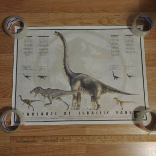 Vintage 1993 Dinosaurs Of Jurassic Park 18x24 Promotional Movie Poster Nos