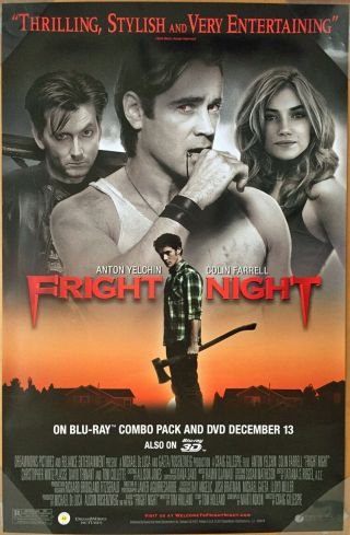 Fright Night Dvd Movie Poster 1 Sided 26x40 Anton Yelchin Colin Farrell