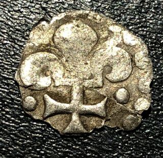 1300s France Strasbourg Silver Pfennig Lilienpfennig Fleur De Lis Medieval Coin