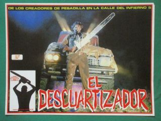 Leatherface Texas Chainsaw Massacre 3 Horror El Descuartizador Mexico Lobby Card