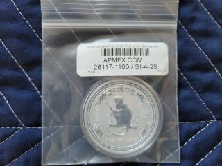 2004 Lunar Year of the Monkey Silver 1 Oz Coin 3