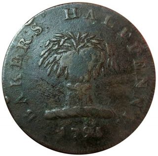 1795 Great Britain Middlesex London 1/2 Penny Bakers Wheatsheaf Merchant Token