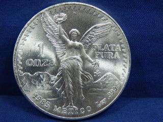 1985 Mo 1 Oz Bu Silver Onza Libertad Mexico Bright White Unc