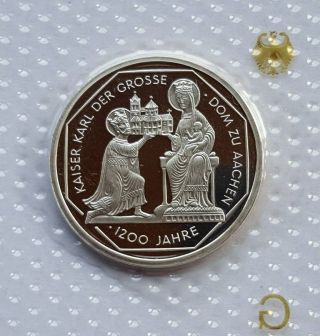Germany 10 Mark Proof Silver Coin 2000 G Karl Der Grosse