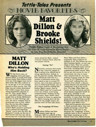 Matt Dillon Brooke Shields Pinup Clipping Cutting From A Magzine 80 