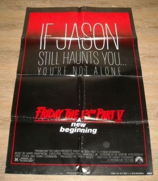 1985 Friday The 13th Part V A Beginning 1 Sheet Movie Poster Slasher Horror