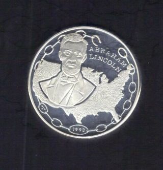 1993 President Lincoln Central America 10 Pesos 999 Silver Coin Km 375 Proof