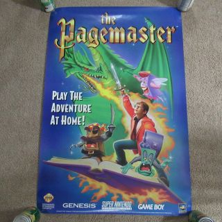 Vintage 90s The Pagemaster Video Game Poster Macaulay Culkin 1994 Genesis Nes