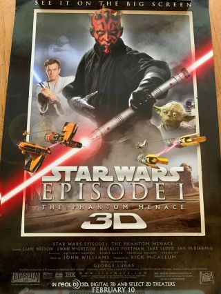 Star Wars Episode 1 Movie Poster 20x13 3d Release Darth Maul