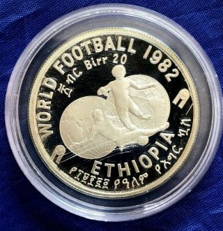 1982 Ethiopia Silver Proof 20 Birr World Cup Soccer Football Championship